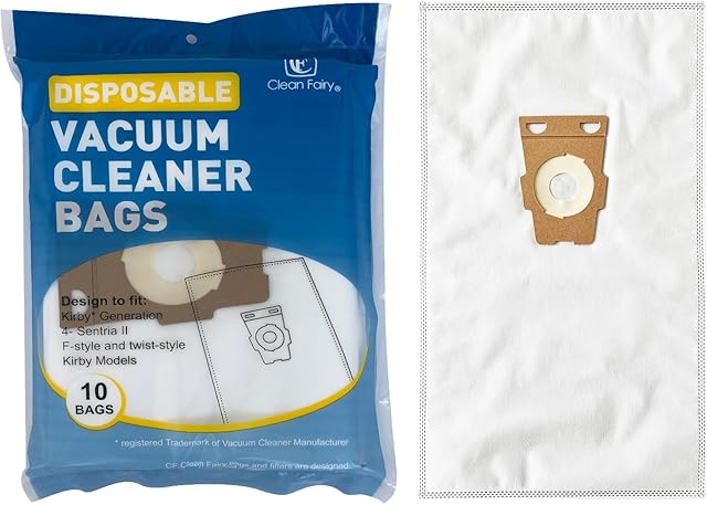 CF Clean Fairy 10 Pack Compatible With Kirby Vacuum Bag Style F For Avalir, Sentria I, II, Ultimate Diamond G3 G4 G5 G6 Gsix G10, G10D, G10E, G10Se Replacement for 204808 204811