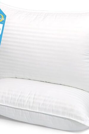 COZSINOOR Bed Pillows for Sleeping Queen Size - Hotel Quality Set of 2 - Breathable Down Alternative Microfiber Filled for Back, Stomach, Side Sleepers, Cooling & Skin-Friendly