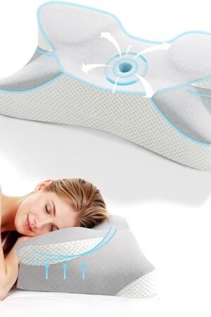 Cervical Neck Pillow for Sleeping - Memory Foam Pillows for Neck and Shoulder Pain, Cooling Side Sleeper Pillow with Ergonomic Contour & Orthopedic Support, for Side Back Stomach Sleepers
