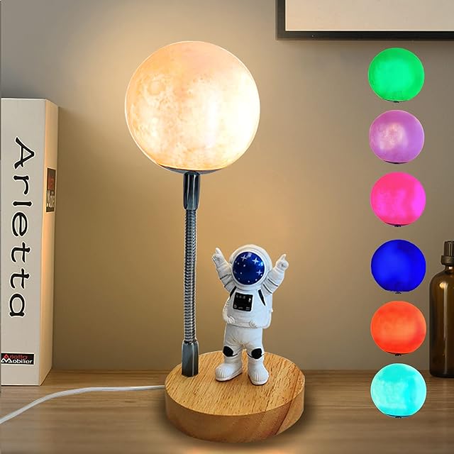 WLHONG Moon Lamp Space Buddy Lights 7 Color 3D Moon Table Lamp