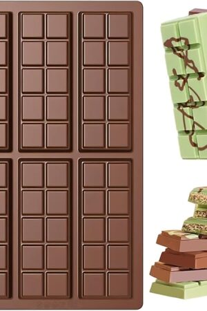 Chocolate Bar Mold, Silicone Dubai Chocolate Bar Mold, Non-Stick Chocolate Bar Molds, Deep Chocolate Bar Mold for Dubai Chocolate Bar Pistachio, Candy, Milk Chocolate Bar