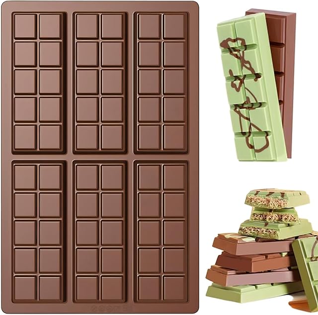 Chocolate Bar Mold, Silicone Dubai Chocolate Bar Mold, Non-Stick Chocolate Bar Molds, Deep Chocolate Bar Mold for Dubai Chocolate Bar Pistachio, Candy, Milk Chocolate Bar