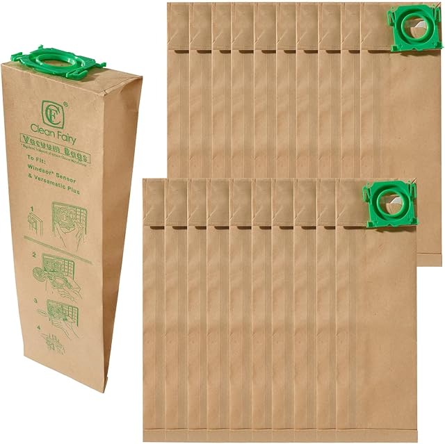 CF Clean Fairy 20pack Vacuum Filter Bags Compatible with Windsor Sensor S12 S15 XP12 XP15 XP18 SR12 SR15 SR18 Versamatic Plus And Sebo C G&X series Replacement for 5300REP