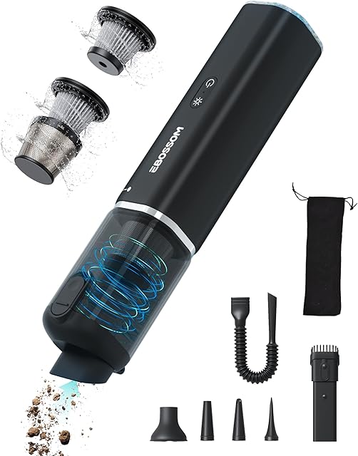 Car Vacuum with 21000Pa High Power Suction,Portable Vacuum, Handheld Vacuum Blow & Suction, aspiradora para carro, 4 in 1 Vacuum Cleaner with LED, Cordless Small Vacuum for Car,Home,Pet,Office