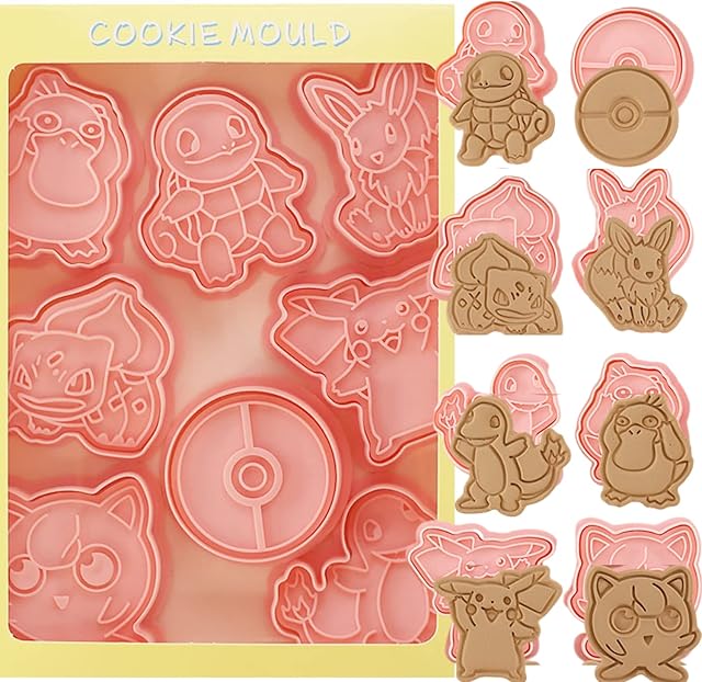 Cookie Cutter-8 Plastic Cookie Stamps-Cartoon Fun Cookie Mold,Children Baking Set