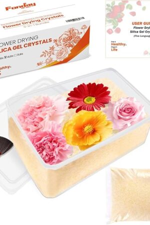 4LBS Fonday Silica Gel Flower Drying Crystals for Wedding Bouquet Preservation with Sealed Container and Brush Color Indicating Reusable Bead Size Less Than 1mm