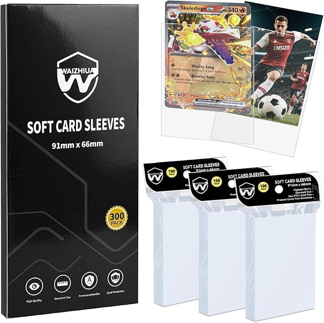 The 300 Counts Card Sleeves Clear Soft Penny Sleeves Polypropylene (PP) Card Protectors for MTG TCG Trading Sports Football Game Baseball Cards