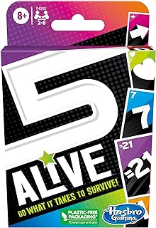 The Hasbro Gaming 5 Alive Card Game, Fast-Paced Game for Kids and Families, Easy to Learn, 2 to 6 Players, Fun Summer Activities, Vacation Travel Essentials, Ages 8+