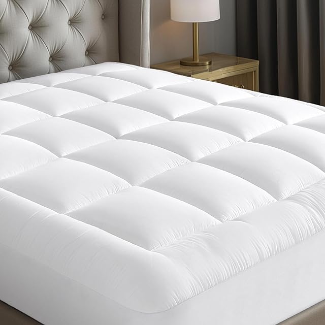 Cloud-Like Twin Mattress Topper - 100% Cotton Top Mattress Pad for Back Pain Relief - Breathable & Naturally Cooling for Hot Sleepers