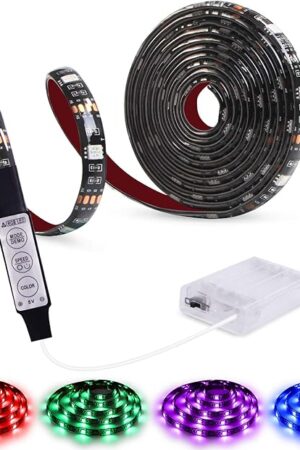 Battery Powered Led Strip Lights RGB with Mini Controller Waterproof Led Rope Lights Battery Operated Led Lights Multi Color Changing Lights 2M 6.56ft
