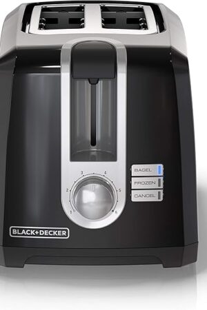 BLACK+DECKER 2-Slice Toaster, T2569B, Extra Wide Slots, 6 Shade Settings, 850 Watts, Crumb Tray, Cancel Button