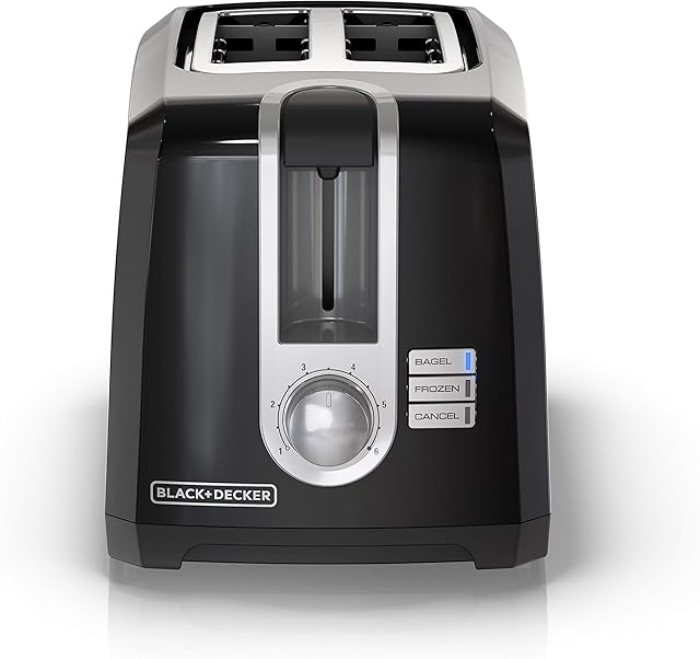 BLACK+DECKER 2-Slice Toaster, T2569B, Extra Wide Slots, 6 Shade Settings, 850 Watts, Crumb Tray, Cancel Button