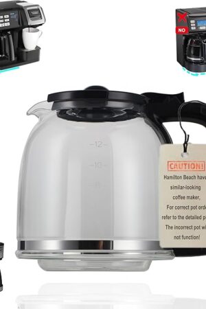 12 Cup Replacement Glass Carafe for Hamilton Beach Coffee Maker Flex Brew 49933 49980A 49980Z 49940 49947 49950 49954 49956 49958 49976, NOT fit 49902 49904, 46290 46299 46293 43874 49630 49615