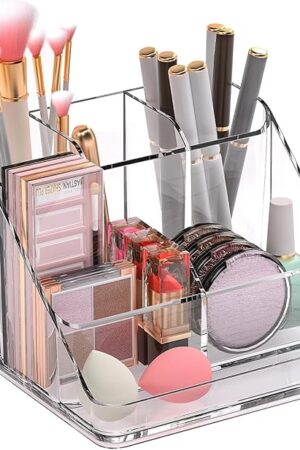 Ettori APLOP Makeup Organizer Tray, 6-Compartment Vanity Makeup Organizer for Jewelry, Hair Accessories, Bathroom Counter or Dresser