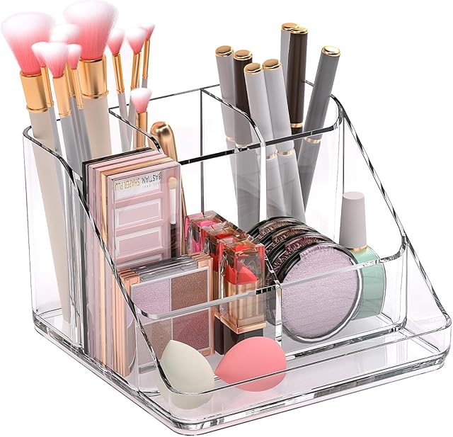 Ettori APLOP Makeup Organizer Tray, 6-Compartment Vanity Makeup Organizer for Jewelry, Hair Accessories, Bathroom Counter or Dresser