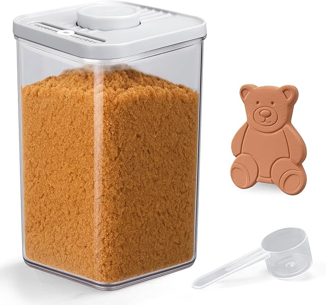 Airtight Brown Sugar Container 2.7Qt/2600ml - Moisture-Proof Kitchen & Pantry Brown Sugar Keeper Container Airtight Saver Storage for Flour, Baking Supplies, Coffee with Locking Lid