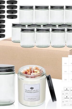 16 Pack 8 OZ Glass Jars with Lids gift for women,Candle Jars,Glass Jar for Candles, Samples, Spices, Powders