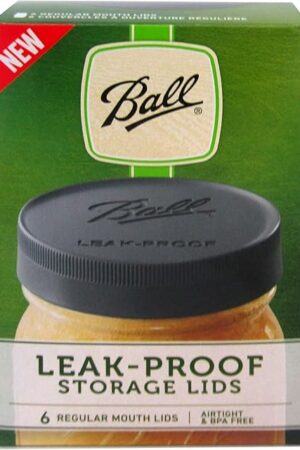 Ball Leak-Proof Plastic Lids for Glass Mason Jars, Used for Canning, Pickling, Juice, Jam, Jelly (Regular, 6 Count (Pack of 1))