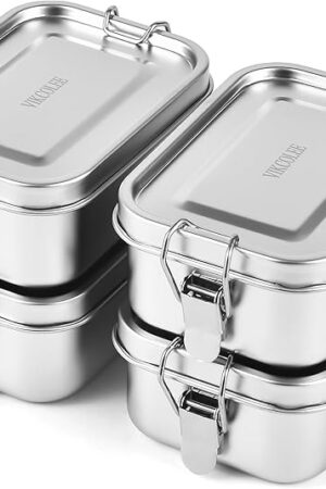 4 PCS Stainless Steel Bento Box 550ml, Metal Lunch Box Food Containers, Steel Lunch Container for Home, Work, Camping