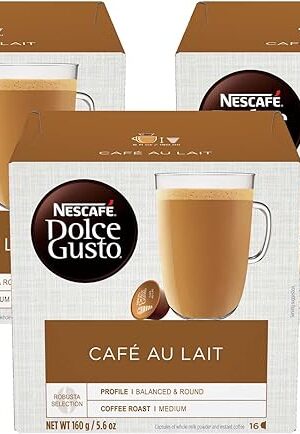 Dolce Gusto Nescafe Coffee Pods, Cafe Au Lait, 16 Count, Pack of 3