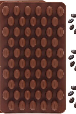 55 Cavity Mini Coffee Beans Silicone Candy Mold Coffee Bean Shaped Candy Mold For DIY Cake Decoration Set of 2