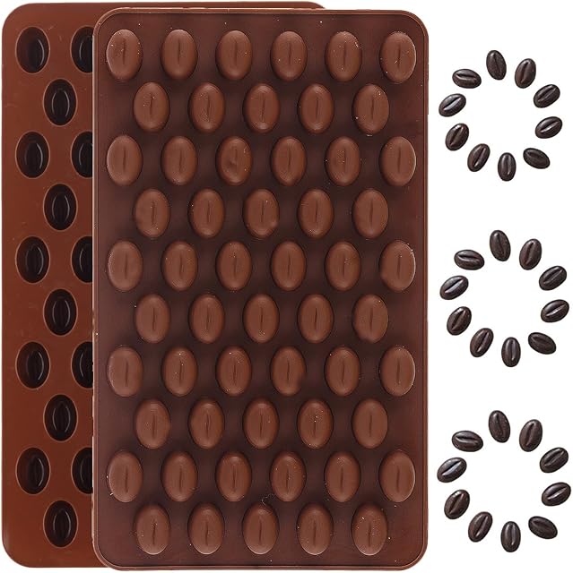 55 Cavity Mini Coffee Beans Silicone Candy Mold Coffee Bean Shaped Candy Mold For DIY Cake Decoration Set of 2