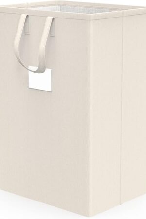 75L Large Laundry Hamper with Handles, Dirty Clothes Hamper for Bedroom Waterproof, Freestanding Tall Laundry Basket Waterproof, Hamper for Bedroom, Bathroom, Dorm, Toys Storage(Ivory）