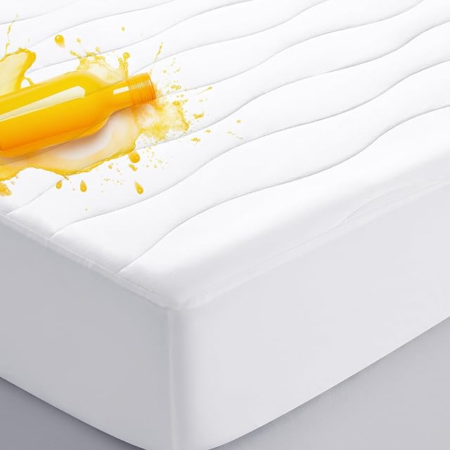 Cotton Waterproof Twin XL Mattress Protector for Dorm Room Essentials, Breathable Soft Quilted Mattress Pad, Noiseless Fitted Mattress Cover with Deep Pocket Fits 8-22" Mattress (39x80 White)