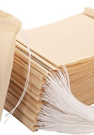 Empty Tea Bags - 300 Pcs Disposable Drawstring Unbleached Filter Bags for Loose Leaf Tea and Coffee (3.54 x 2.75 inch)