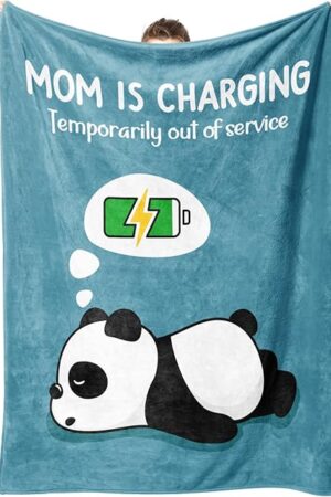Craftique Gifts for Mom Birthday Christmas- Funny Soft Mom is Charging Blanket- New Moms Gifts for Women, Practical Blanket Throw for Napping Travel, 60?×50?