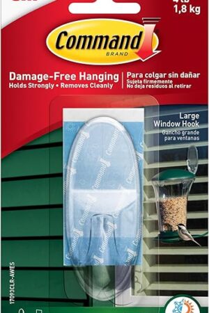 Command Outdoor Clear Window Hook, 1-Hook
