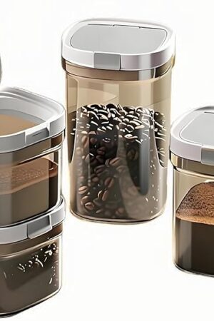 Airtight Coffee Canister, Coffee Storage Container with Scoop, Kitchen Food Storage Jar for Grounds Coffee, Beans, Tea, Sugar, Flour, Cereal, 8oz, 800ml