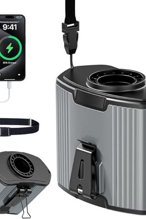 12000mAh Portable Waist Fan Clip on-10 Speeds Under Shirt Fan, Max 40Hrs Runtime Belt Clip Fans Rechargeable, 17000RPM High Speed Turbo Motor, Body Fans for Men Outdoor, Jobsite, Farming Work, Grey