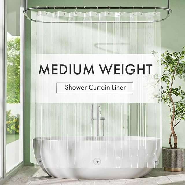 Amazer Extra Long Shower Curtain Liner 72 x 84 Clear Plastic Shower Liner PEVA Waterproof Inside Shower Curtains for Bathroom with 3 Magnets and Rustproof Grommets