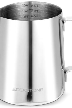 Apexstone Espresso Milk Frothing Pitcher 20 oz, Espresso Steaming Pitcher 20 oz, Coffee Milk Frothing Cup, Coffee Steaming Pitcher 20 oz/600 ml