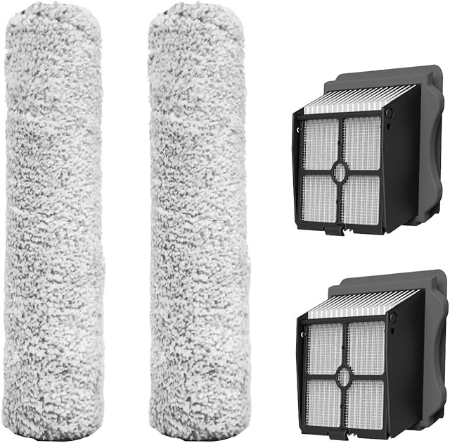 Tineco Replacement 2 HEPA Assembly & 2 Brush Roller Set for iFLOOR 3 Series, Floor ONE S3 Series Cordless Wet Dry Vacuum Cleaner (Not Compatible with Any Other Model)