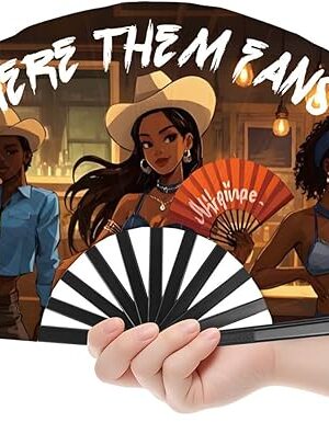 Where Them Fans At Clack Fan, Line Dance Popping Fan, Boots On The Ground, Large Festival Hand Folding Fans, 26In