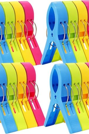 16 Pack Beach Chair Towel Clips-Cruise Essentials, Pool Chair Clips Large Hanging Clip Clamps Beach Towel Holder Clothes Pegs to Keep Your Towel from Blowing Away, Vacation Beach Must Have