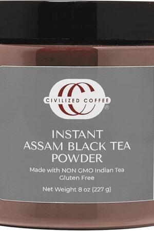 Civilized Coffee Instant Black Tea Powder Assam for Hot Tea, Iced Tea & Baking (8 oz)