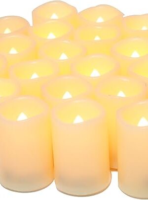 CANDLE IDEA Flameless LED Votive Candles 24 Pack, 1.5" x 2", Battery Operated Flickering Electric Outdoor Flameless Tea Lights, Fake Tealight Candle Bulk for Wedding, Christmas, Halloween Decorations