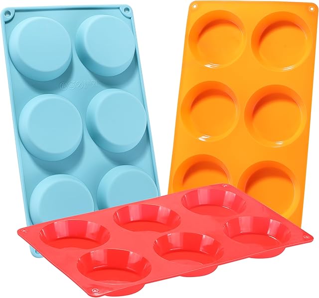 3PCS Muffin Top Pan, Silicone Egg Mold for Breakfast Sandwiches, 3" Round Egg Molds Pan for Baking English Muffins, Whoopie Pies, Corn Bread, Tarts, Dishwasher Safe