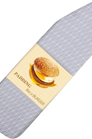 BNDX Ironing Board Pad Cover 18?x49?-Thick Padding 4 Layers Padding Elastic Iron Board Pad with Wide Elastic Edge, Stain Resistant & Durable Scorch, 2 Buckle Types, (Grey Grid, 18x49)