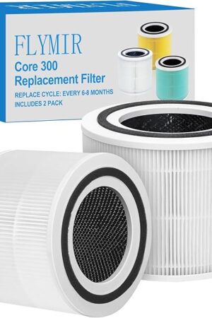 Core 300 Air Purifier Replacement Filter for LEVOIT Core 300,Core 300S,Core P350,VortexAir Air Purifier Core300-P,Core 300-RF,3-in-1 H13 Grate True HEPA Activated Carbon,2 Pack