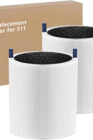 2-pack 511 Replacement Filter, Compatible with Blue Air Blue Pure 511 Air Purifier, True H13 HEPA Filters, and Activated Carbon Filter