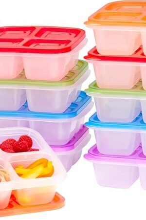 Bentgo Easyboxes 4-Compartment Snack Containers - 20-Piece Set with 10 Trays & 10 Custom-Fit Lids to Seal in Freshness - Reusable Food Storage & Meal Prep Bento BPA-Free Containers (Classic)