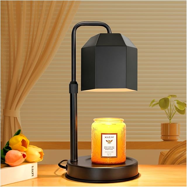 Candle Warmer Lamp with Timer Dimmer,Adjustable Height Candle Warmer, Candle lamp for Scented Wax Jar Candles,Gifts for Mom Women, House Warming Gifts for New Home Bedroom Decor,Black