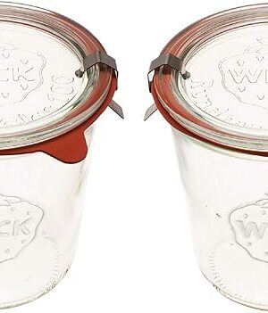 Weck Canning Jars 742 - Weck Mold Jars made of Transparent Glass - Eco-Friendly Canning Jar - Storage for Food, Yogurt with Air Tight Seal and Lid - 1/2 Liter Tall Jars Set - (2 Jars)