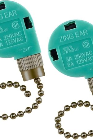 Cenipar ZE-268s6 Ceiling Fan Switch Zing Ear Bronze Pull Chain 3 Speed 4 Wire (2 Pack) for Ceiling Fans, Wall Lamps, Cabinet Light