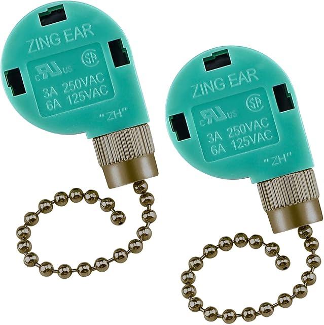 Cenipar ZE-268s6 Ceiling Fan Switch Zing Ear Bronze Pull Chain 3 Speed 4 Wire (2 Pack) for Ceiling Fans, Wall Lamps, Cabinet Light