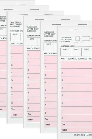 6 Pack Server Note Pads, Pink Guest Checks Books for Servers, Server Pads, Total 300 Sheets Server Paper, Waitress Notepads for Restaurants